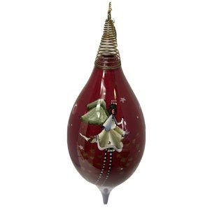 Christmas Glass Oblong  Ornament 9 1/2"‎